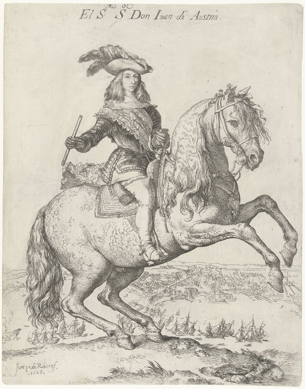 Az osztrák Don Juan lovas portréja El S.mo S. vagy Don Juan de Austria (cím a tárgyon) alkotó: Jusepe de Ribera