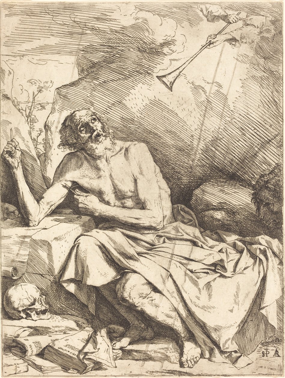 Szent Jeromos meghallja az utolsó ítélet trombitáját alkotó: Jusepe de Ribera
