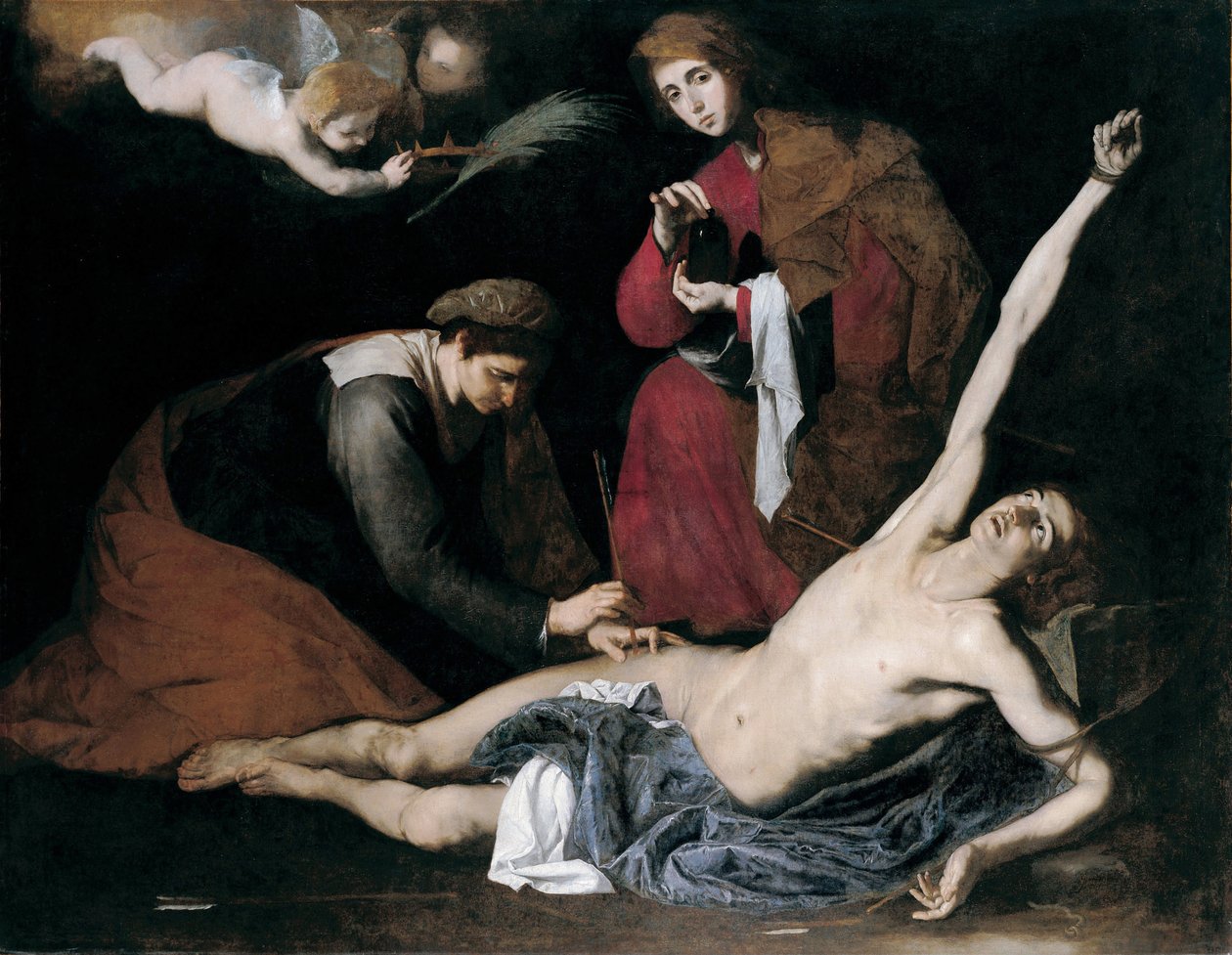 A szent asszonyok által meggyógyított Szent Sebestyént – Jose de Ribera festménye azt mondta: il Spagnoletto ""a spanyol"" (1591-1652), 1621 körül alkotó: Jusepe de Ribera
