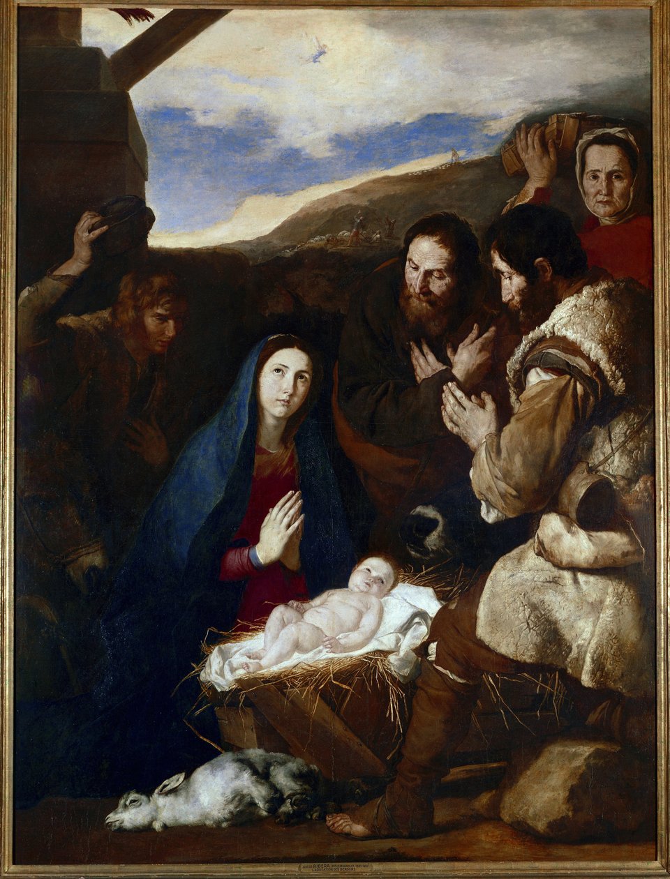 Jose de Ribera dit il Spagnoletto „A spanyolok” című festménye a Pásztorok imádása. alkotó: Jusepe de Ribera