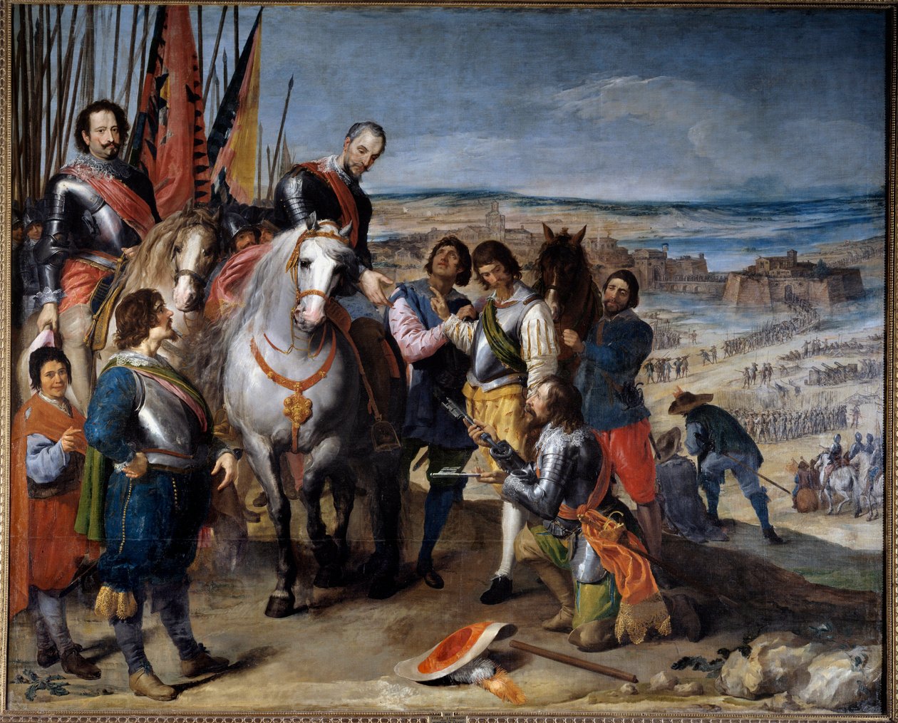 Harmincéves háború (1618-1648). A holland kormányzó átadta a kulcsokat Balbases márkinak, Ambrosio de Spinolának (1569-1630), aki 1622-ben lefoglalta Julierst. Jusepe Leonardo (1601-1656) festménye alkotó: Jusepe or Jose (c.1605 1656) Leonardo