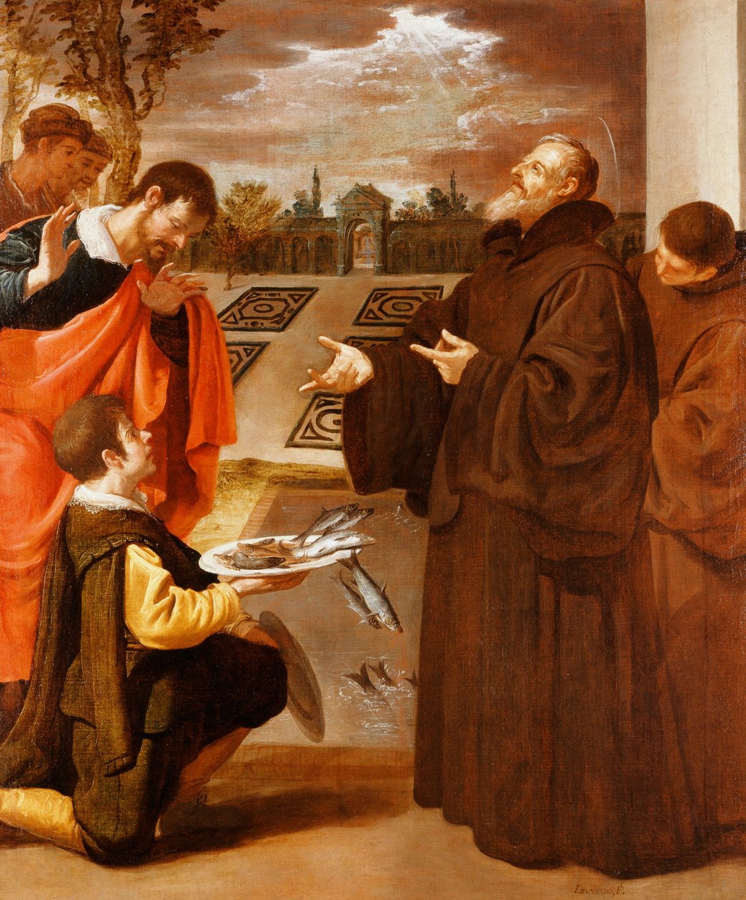 Paolai Szent Ferenc a halat megáldja, alkotó: Jusepe or Jose Leonardo