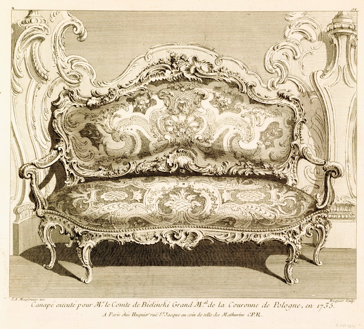 Kanapé, Messioner, Juste Aurele (1695-1750), Iparművészetre alkalmazott dekoratív művészet, 1734 alkotó: Juste Aurèle Meissonnier
