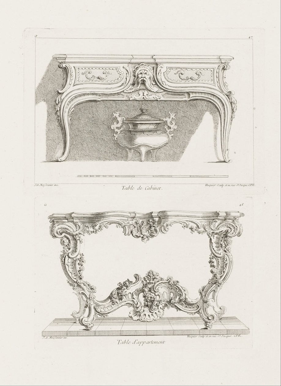 Table de Cabinet., 6. lemez (Tanulmány egy táblázathoz), pl. 47 az életműben alkotó: Juste-Aurèle Meissonnier