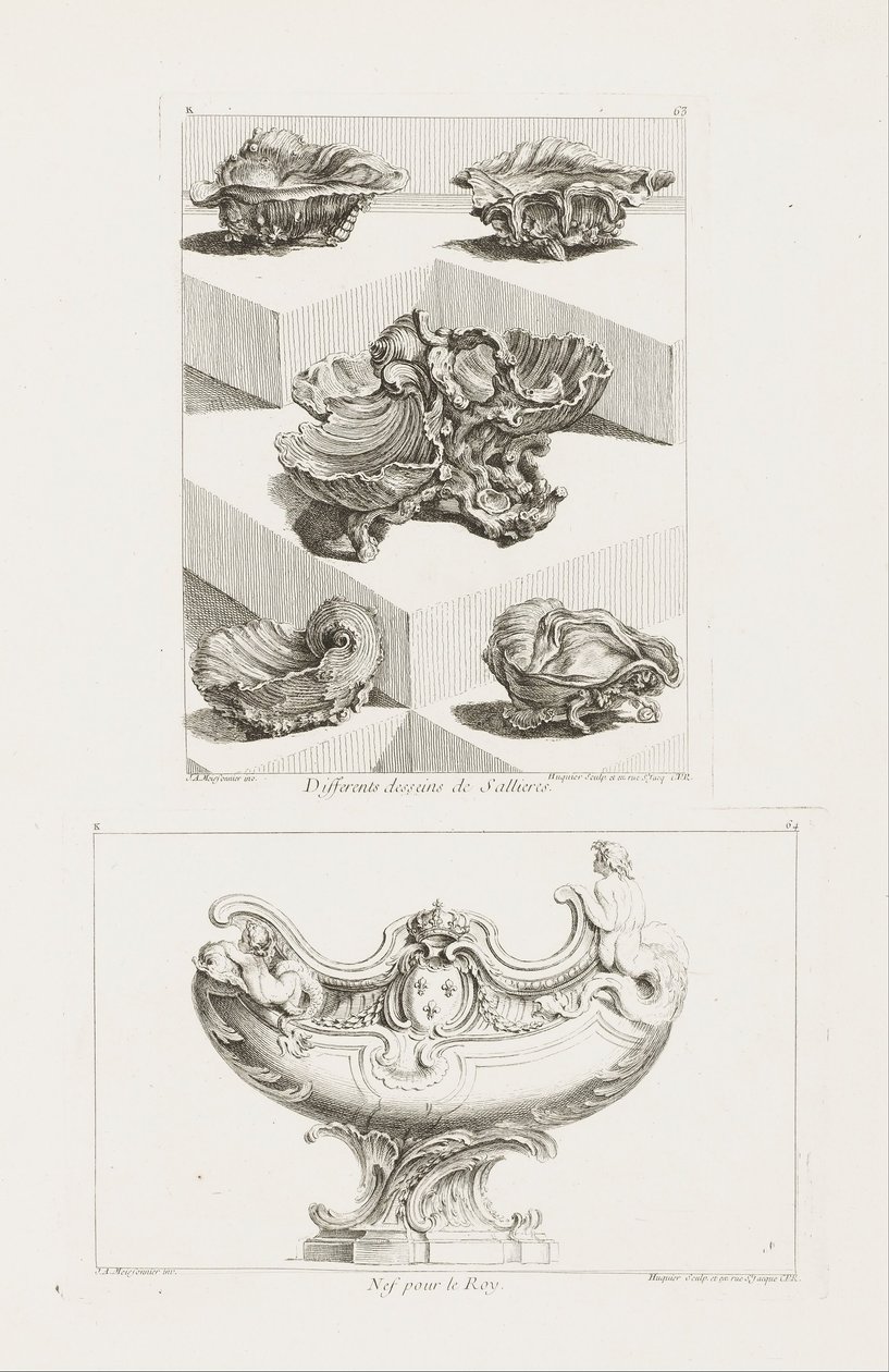 Differents Desseins de Sallieres (Sós tálak különböző mintái), 63. kép az Oeuvre de Juste-Aurele kötetben. alkotó: Juste Aurèle Meissonnier
