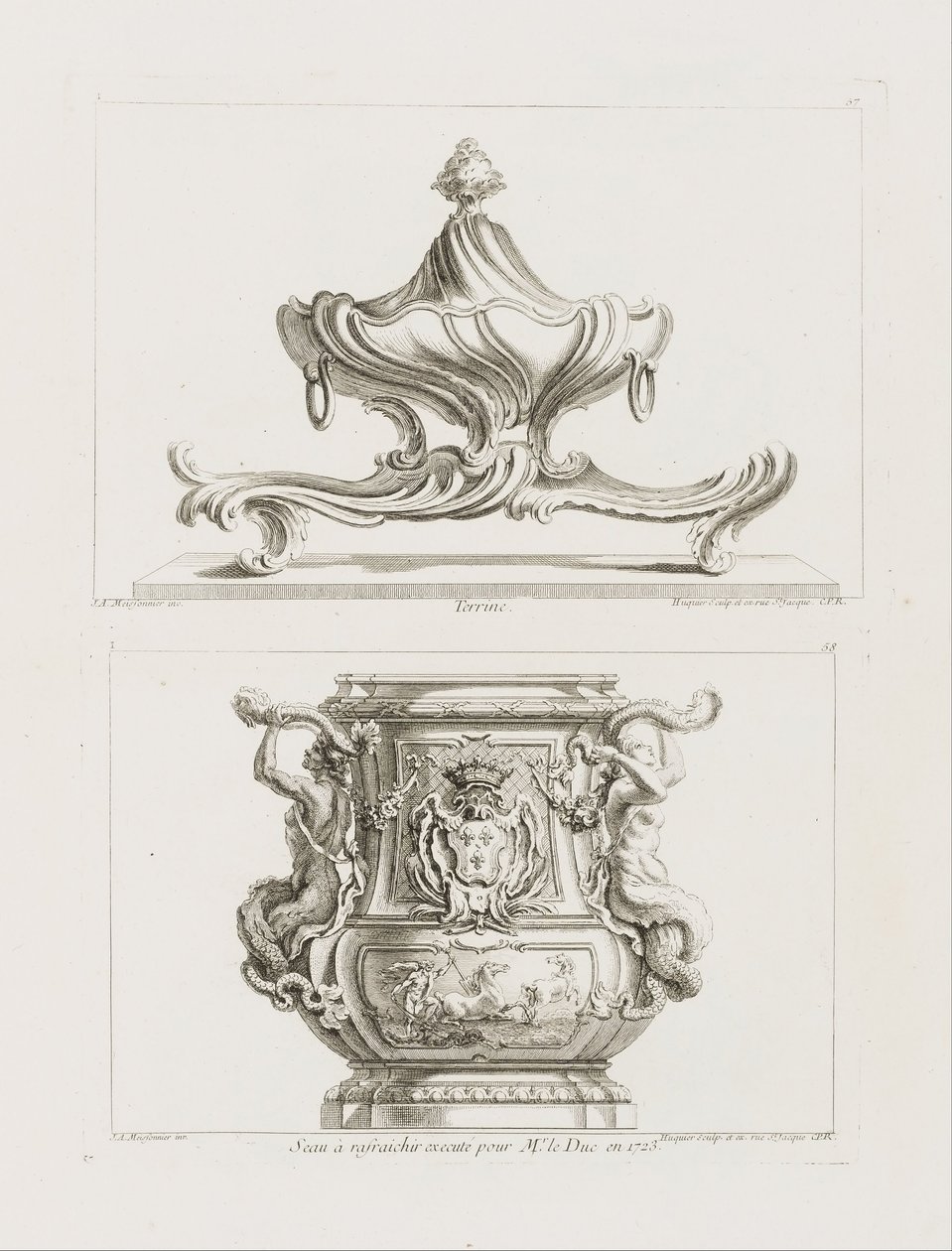 Terrine, pl. 57. in: Oeuvre de Juste-Aurele Meissonnier, 57. kép alkotó: Juste Aurèle Meissonnier