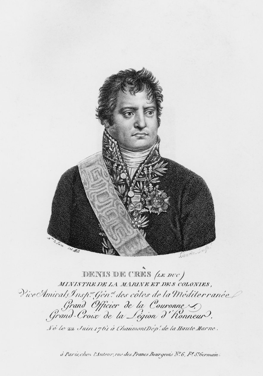 Denis Decres, tengerészeti és gyarmatügyi miniszter, Lanvin metszet, 1813 alkotó: Justine Le Suire