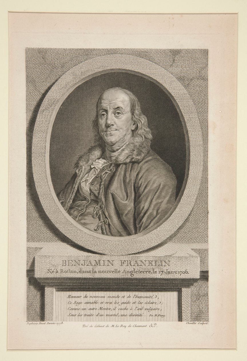 Benjamin Franklin, született Bostonban, New Englandben, 1706. január 17-én alkotó: Justus Chevillet