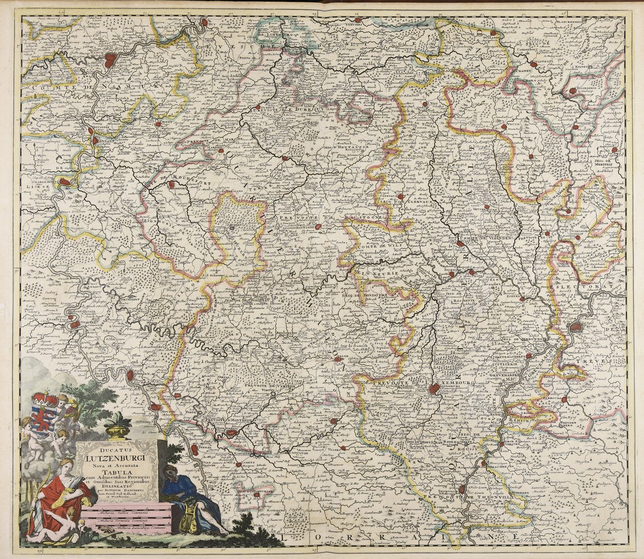 Ducatus Lutzenburgi nova et accurata tabula : cum adjacentibus provinciis et omnibus suis regionibus delineatio / per Iustinum Danckerts alkotó: Justus Danckerts