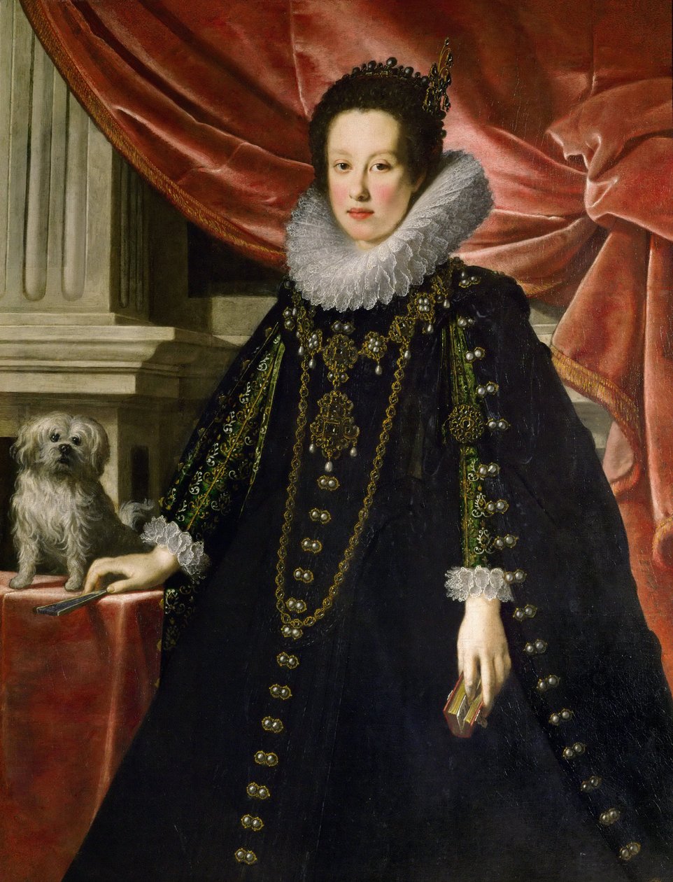 Anna de Medici, Ausztria főhercegnője kiskutyával - Anna de