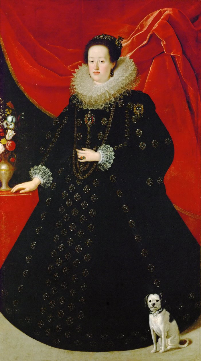 Eleonore de Gonzague (ou de Mantoue) – Eleonora Gonzaga (1598-1655) portréja, fekete ruhában, Sustermans, Justus (Giusto) (1597-1681) alkotása. Olaj, vászon, kb 1624. Mérete: 207x108 cm. Művészettörténeti Múzeum, Vienne alkotó: Justus Sustermans