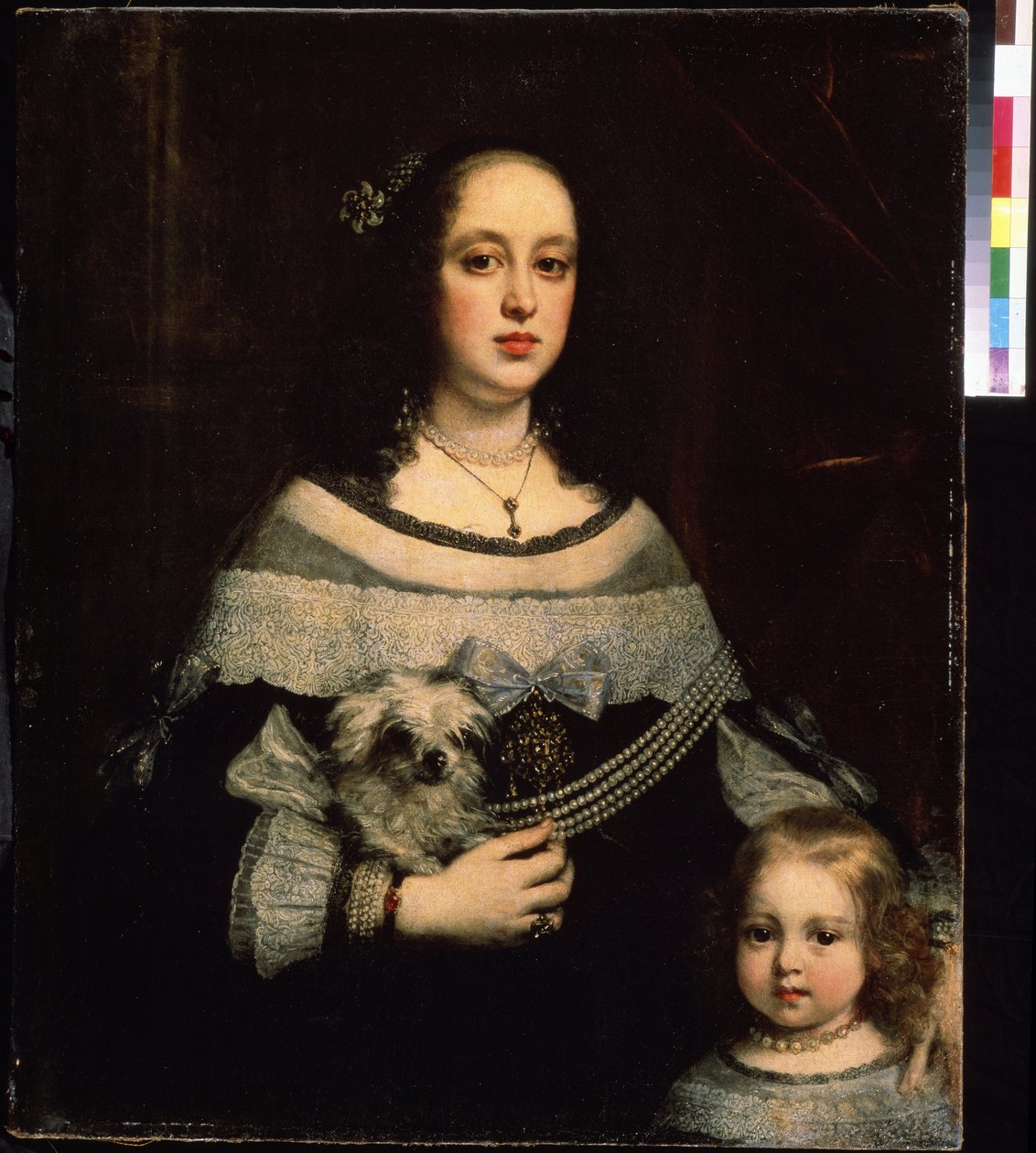 Egy nő és egy kislány portréja (Hölgy és kislány portréja). Justus Suttermans (1597-1681) festménye. Olaj, vászon, 89 x 74 cm, 1660 körül. Flamand művészet, barokk stílus. Puskin Szépművészeti Múzeum, Moszkva. alkotó: Justus Suttermans