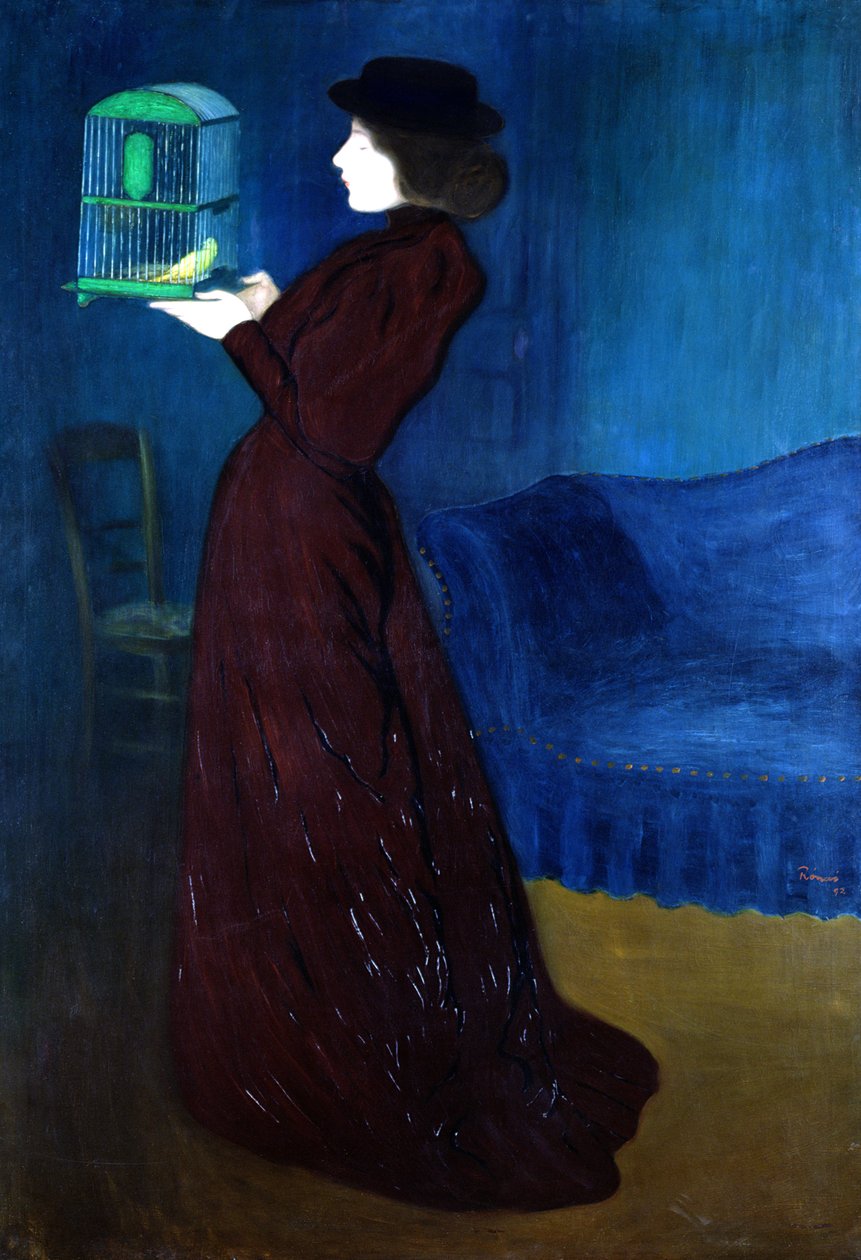 Nő egy madárketreccel alkotó: József Rippl Rónai