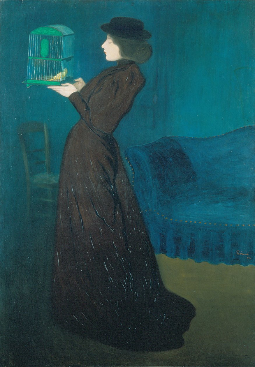 Nő egy madárketreccel alkotó: József Rippl Rónai