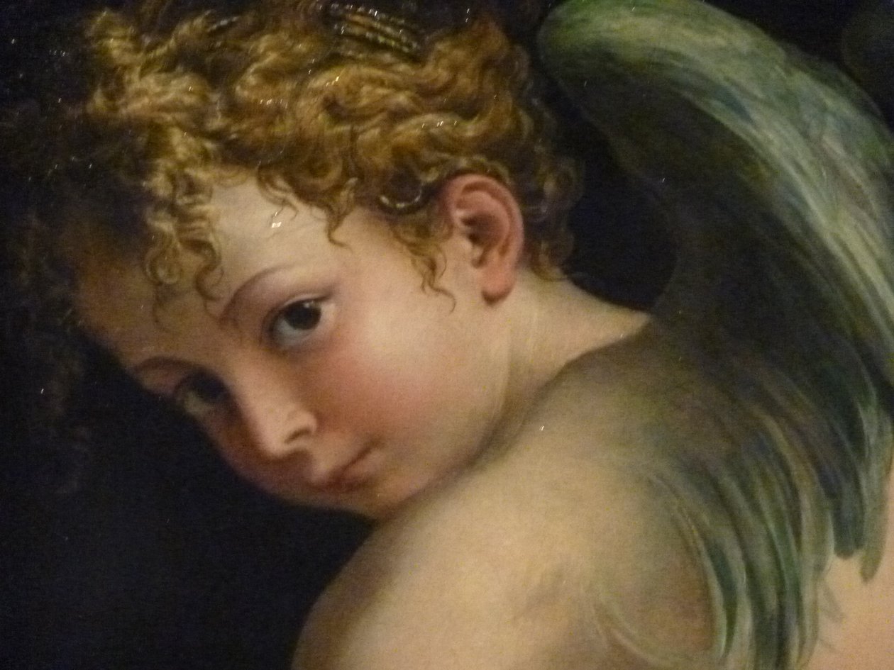 Francesco Mazzola, Parmigianino. Cipid Carving Jo Bow, részlete Kunsthistorisches Museum, Wien alkotó: Parmigianino