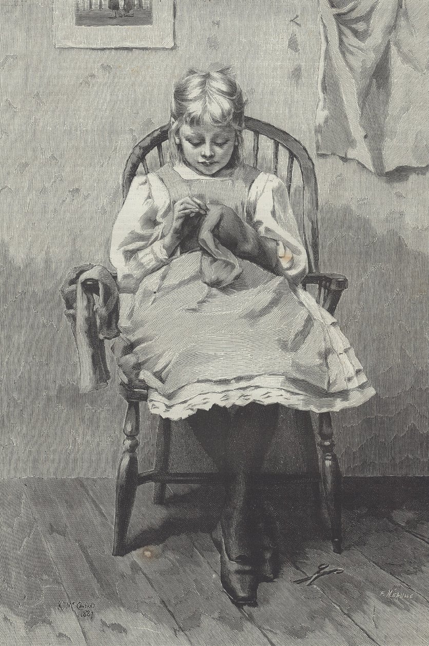 Tinédzser varrónő, metszet Fortuné Méaulle (1844-1901) (metszet) alkotó: K. McCausland