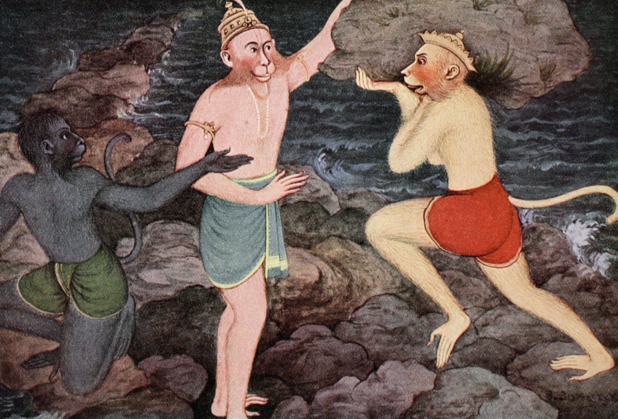 A Ráma-híd építése, 1913. alkotó: K Venkatappa