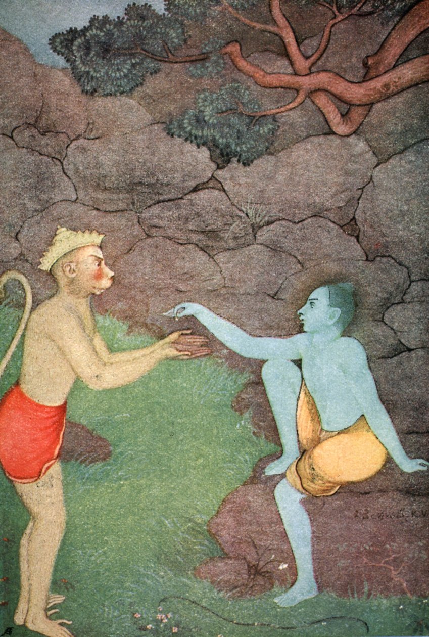 Rama pecsétgyűrűjét küldi Sitának, 1913. alkotó: K Venkatappa