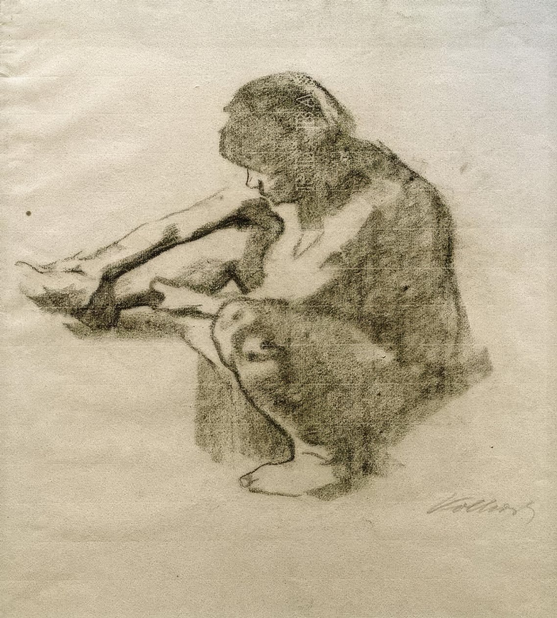 Ülő nő a profilban balra alkotó: Käthe Kollwitz