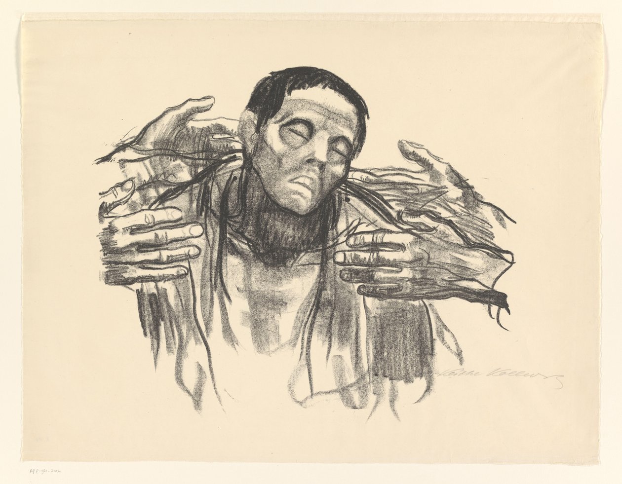 Férfi és négy kéz Fél Oroszország (eredeti cím) alkotó: Käthe Kollwitz (signed by artist)