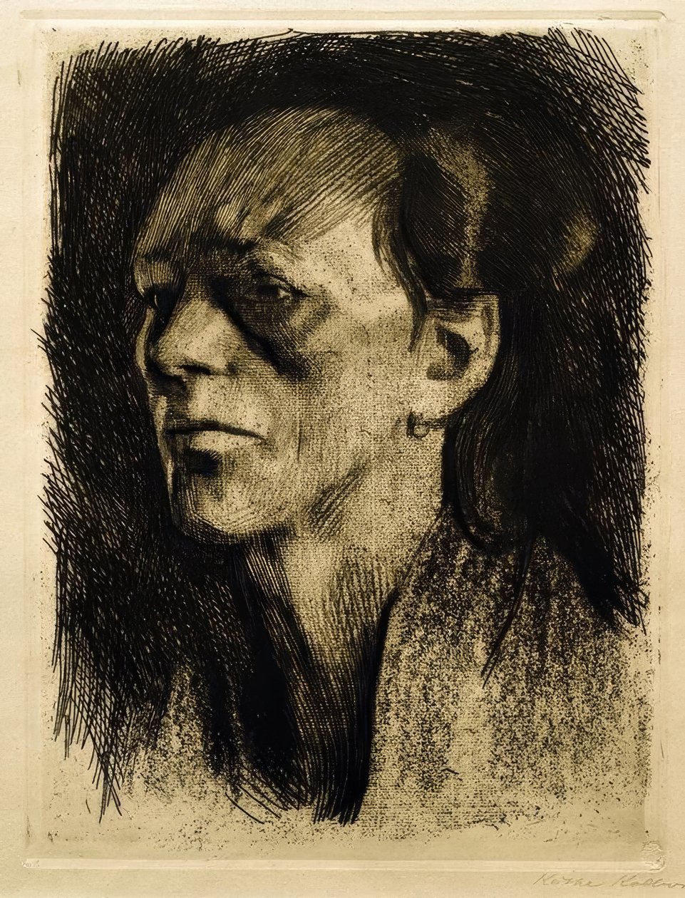 Munkás nő (fülbevalóval) alkotó: Käthe Kollwitz