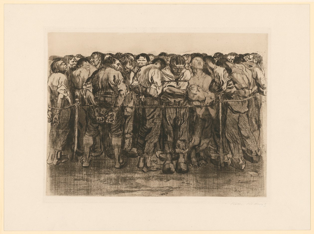 A foglyok („Parasztháború”, 7. lap, ötödik állapot) alkotó: Käthe Kollwitz