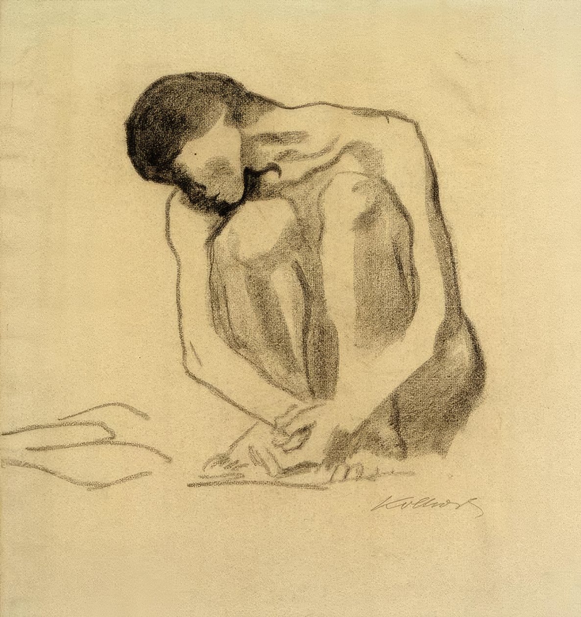 K. Kollwitz, Guggoló női akt alkotó: Käthe Kollwitz