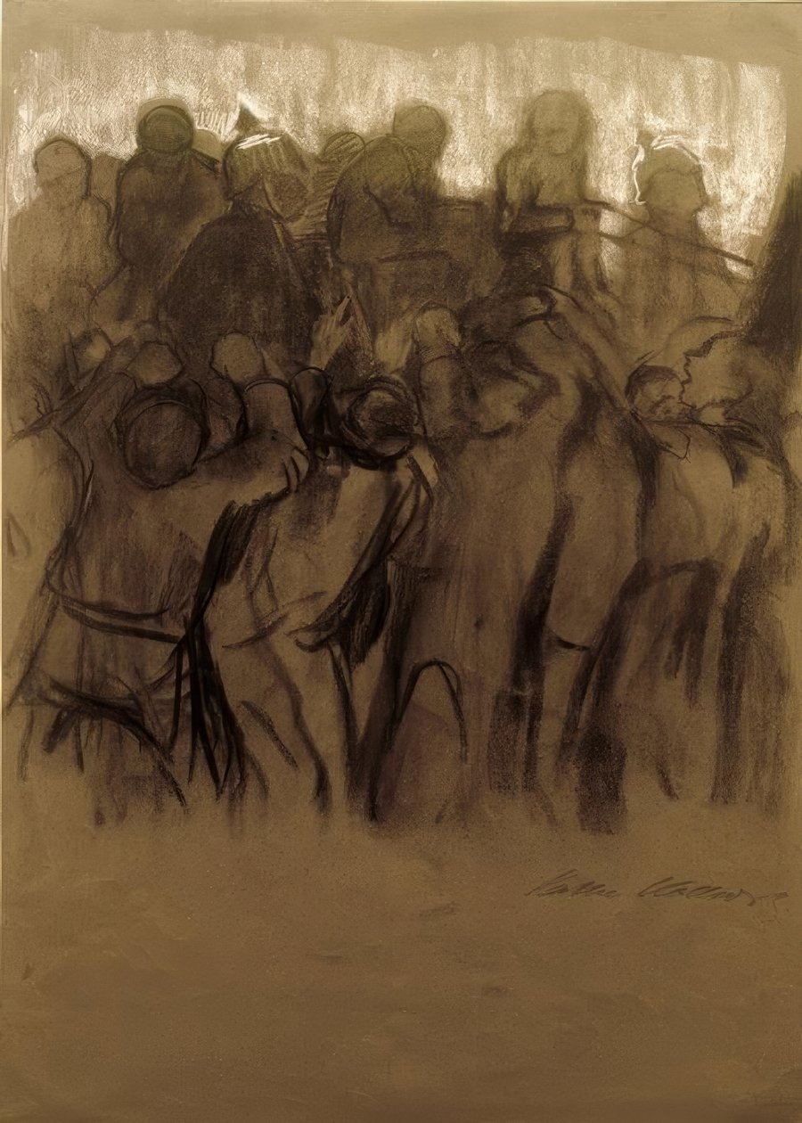 K. Kollwitz, rajtaütés (széncsapás) alkotó: Käthe Kollwitz