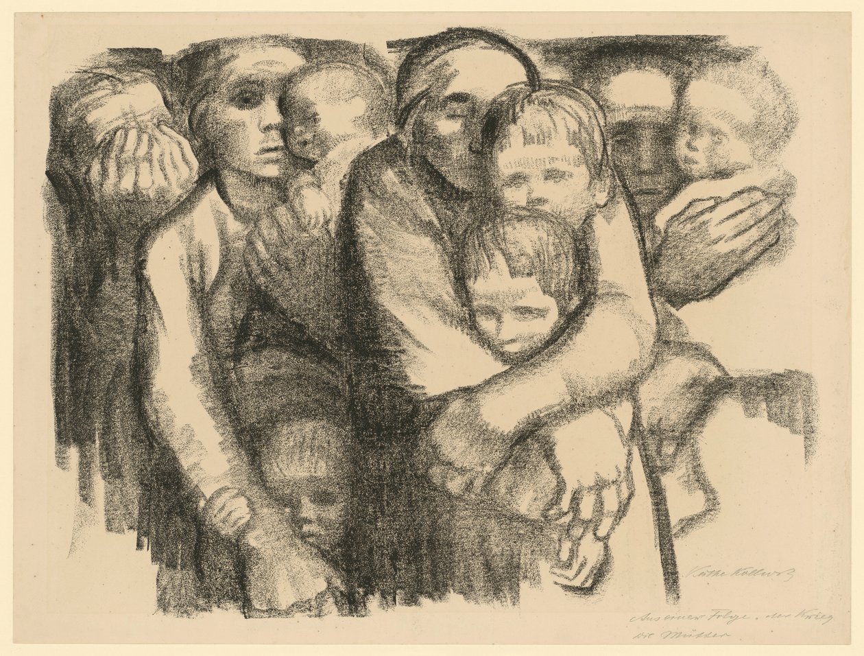 Anyák (A „Háború” 6. lapjának elvetett 2. változata, 1. állapot) alkotó: Käthe Kollwitz