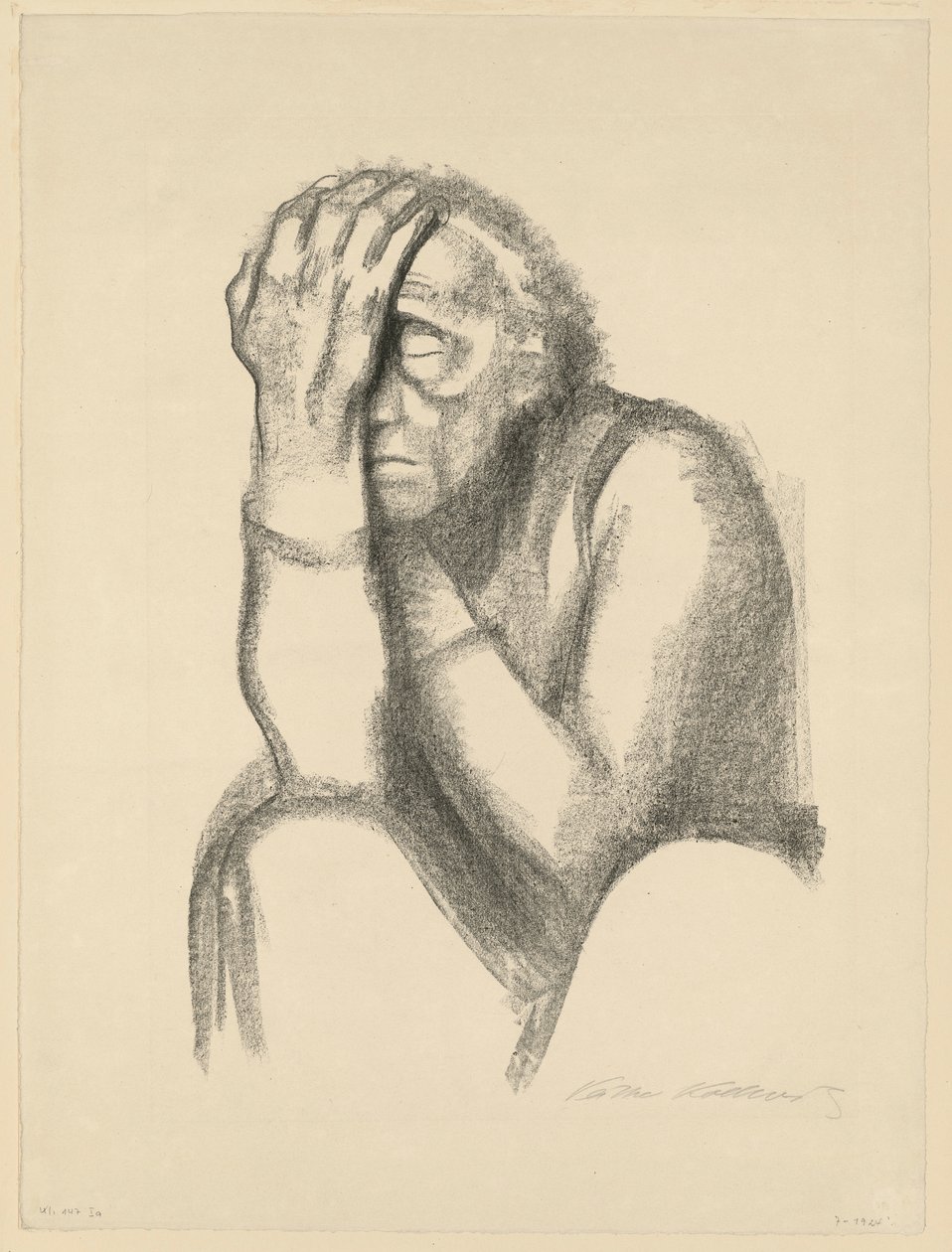 Tűnődő nő (Kétségbeesés) (2. állapot) alkotó: Käthe Kollwitz