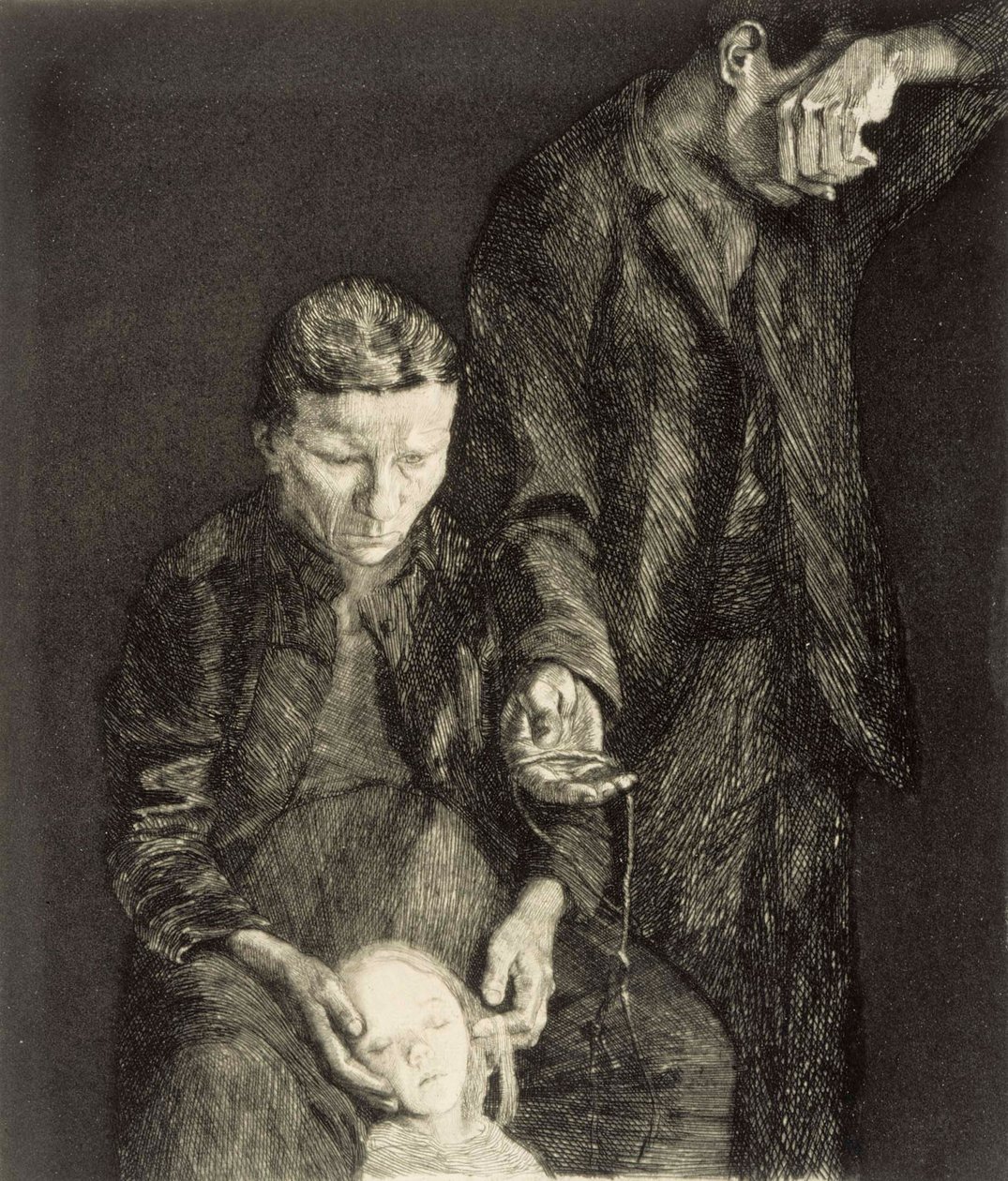 Szegény család, Az elnyomottak című mű része alkotó: Käthe Kollwitz