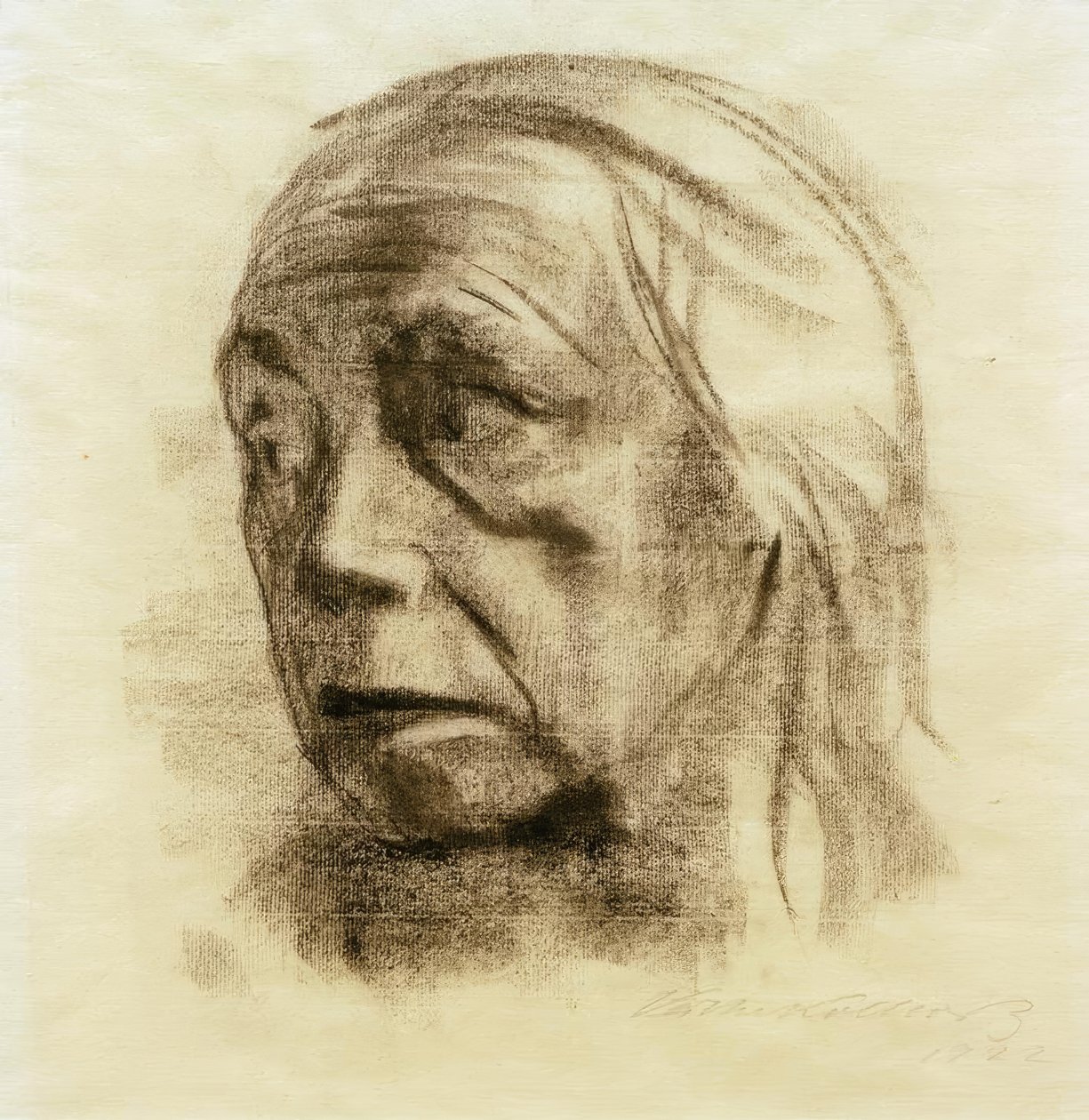 Önarckép háromnegyedes nézetben balra alkotó: Käthe Kollwitz
