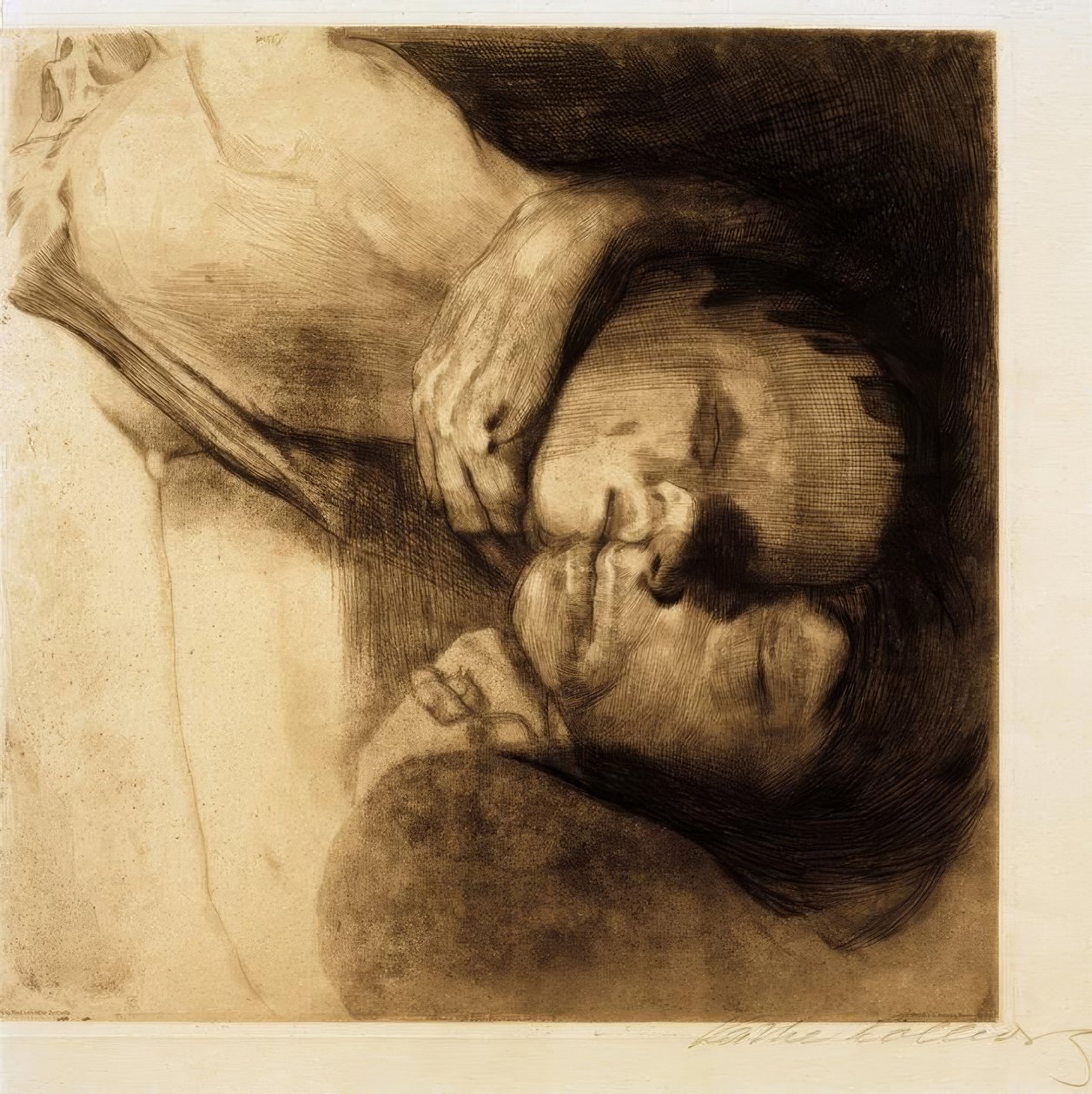 Halál, feleség és gyermek alkotó: Käthe Kollwitz