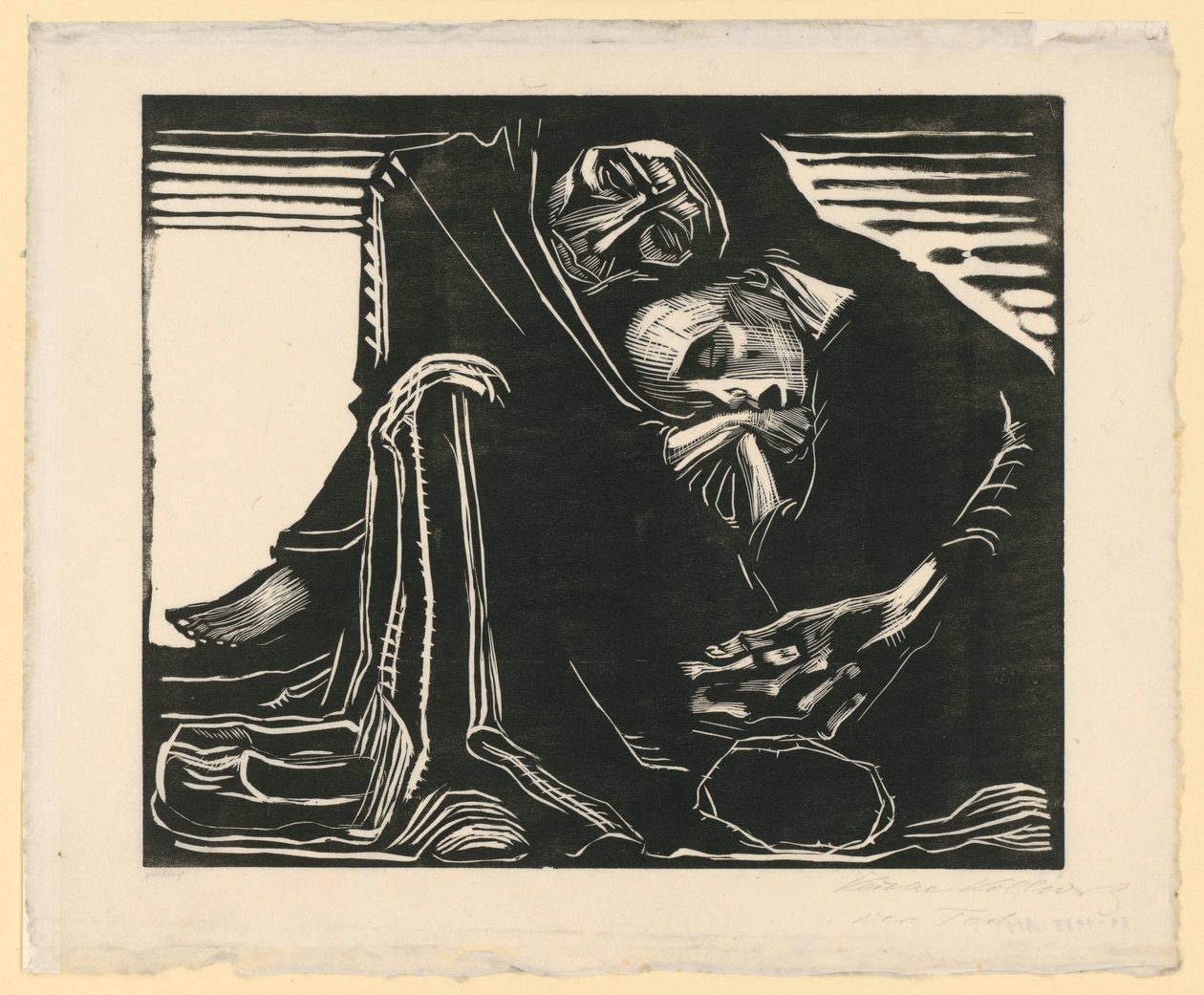 Halál nővel az ölében (3. és végleges változat, 7. állapot) alkotó: Käthe Kollwitz