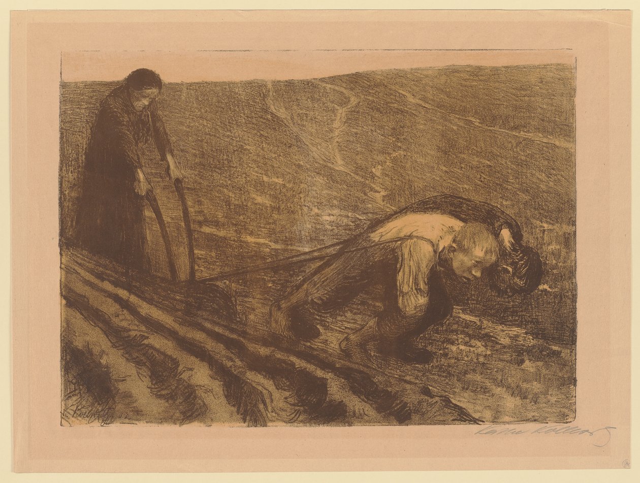 A „Parasztháború” ciklus első lapjának elvetett második változata alkotó: Käthe Kollwitz