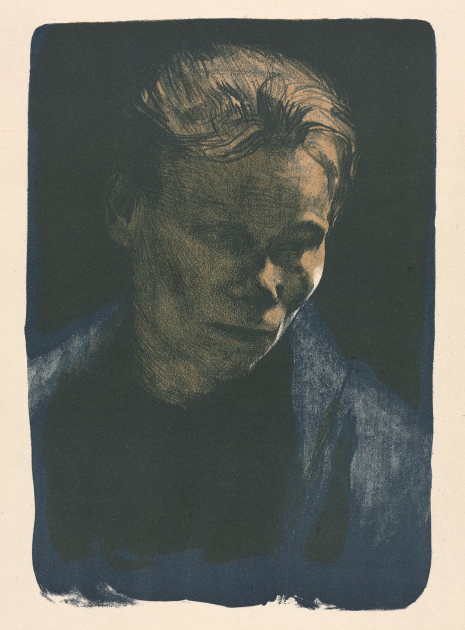 Dolgozó nő kék kendővel alkotó: Käthe Kollwitz