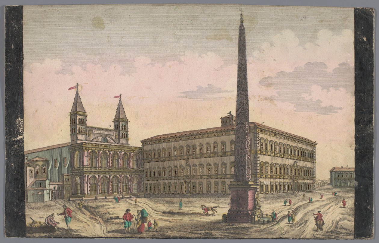 Kilátás a Piazza di San Giovanni in Laterano Rómában Kilátás a Place de St Lean de Lateranra (cím a tárgyon) alkotó: Kaiserlich Franziskische Akademie