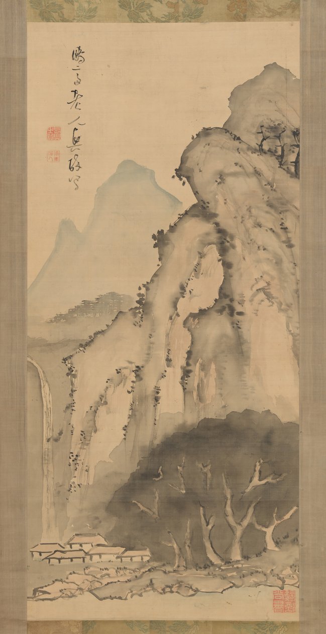 Táj vízeséssel, kb. 1817. alkotó: Kameda Bosai