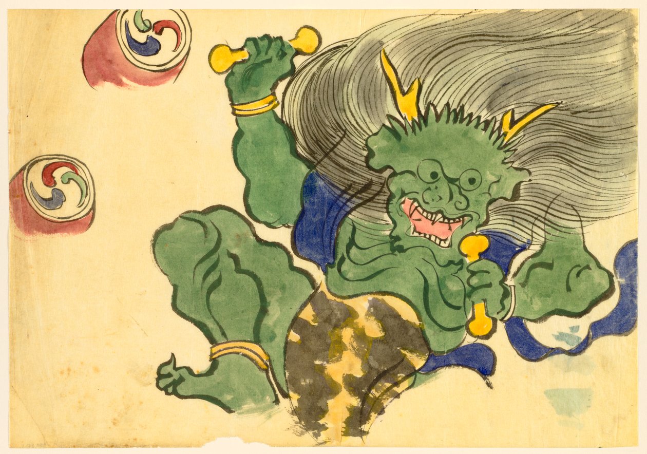 Száz világ virágai (Momoyogusa): Mennydörgés istene (Raijin) alkotó: Kamisaka Sekka
