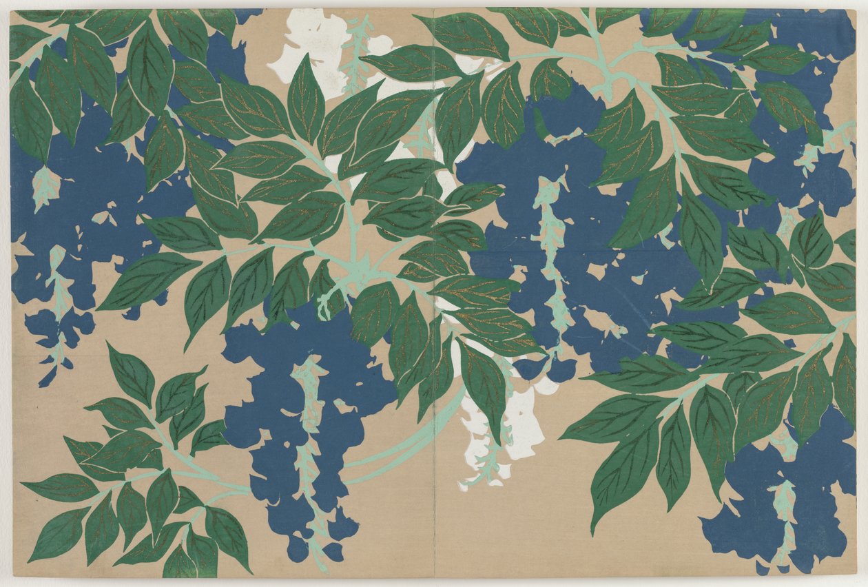 Száz világ virágai (Momoyogusa): Wisteria (Fuji) alkotó: Kamisaka Sekka