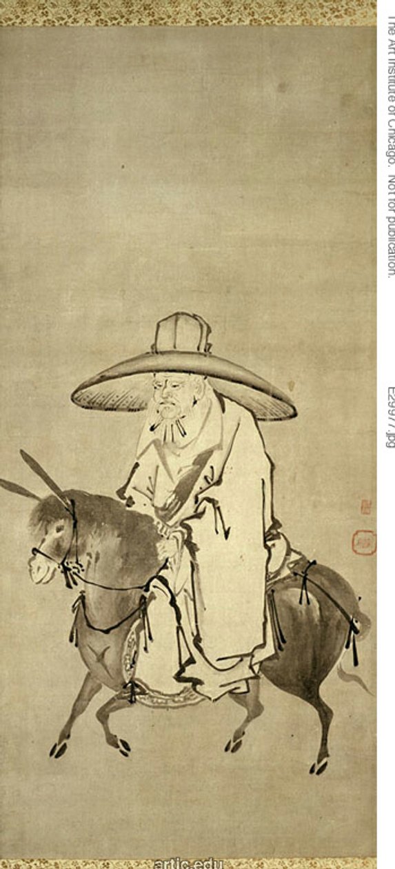A költő Du Fu szamáron lovagolva alkotó: Kanô Shigenobu