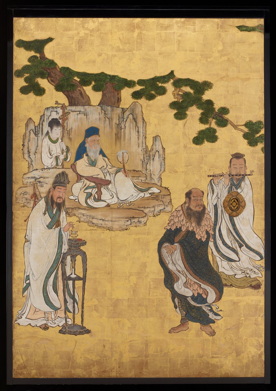 Taoista halhatatlanok, 1647 körül (tinta, színek és arany papíron) alkotó: Kano Sansetsu
