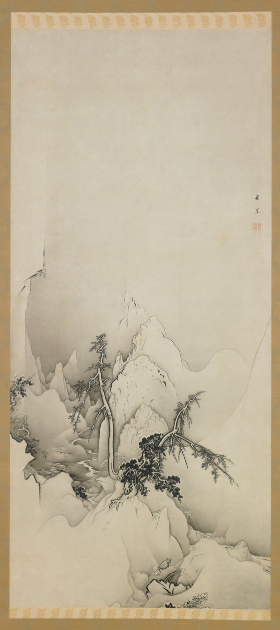 Téli táj: egy szakadék, Meiji-korszak, 1883. alkotó: Kano Hogai
