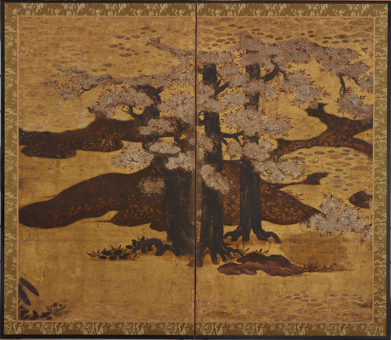 Virágzó cseresznyefák, Edo-korszak, kb.1580-1635. alkotó: Kano Sanraku