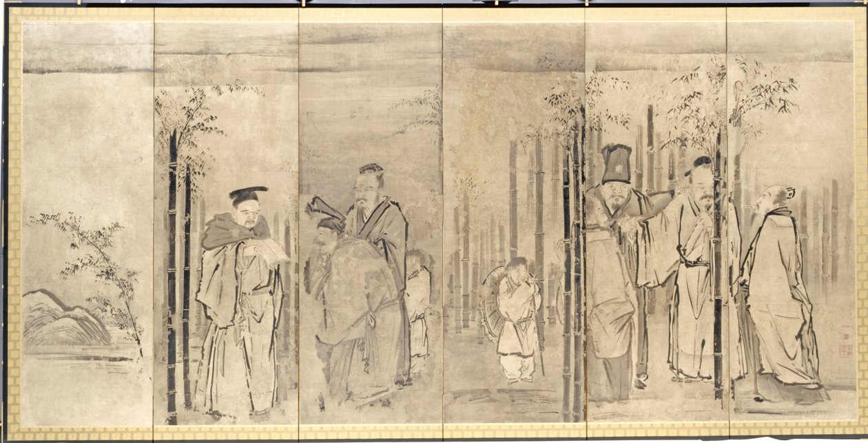 A bambuszliget hét bölcse, 1600-as évek. alkotó: Kanō Tan’yū