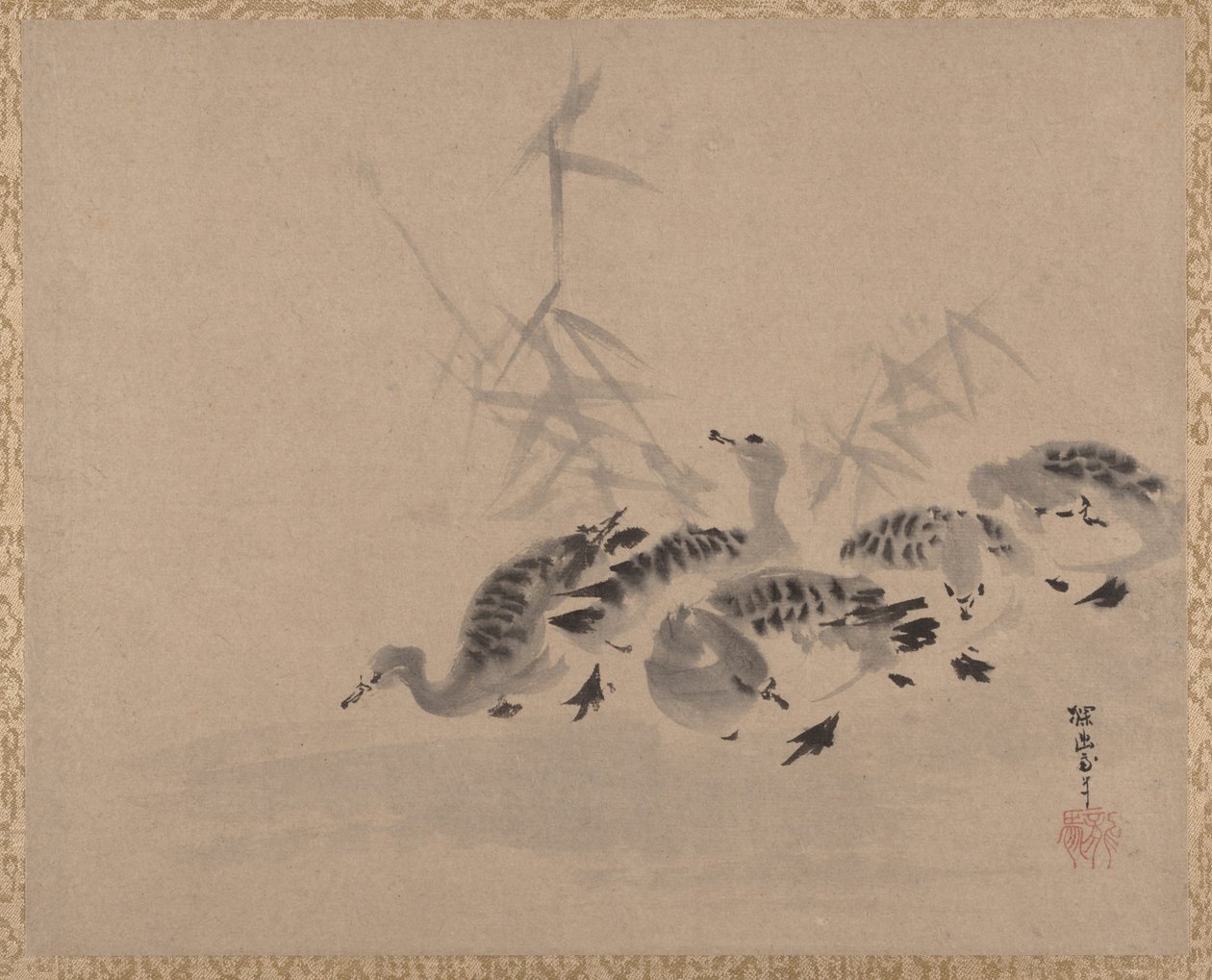 Kacsa és nád, kb. 1650. alkotó: Kanō Tan’yū