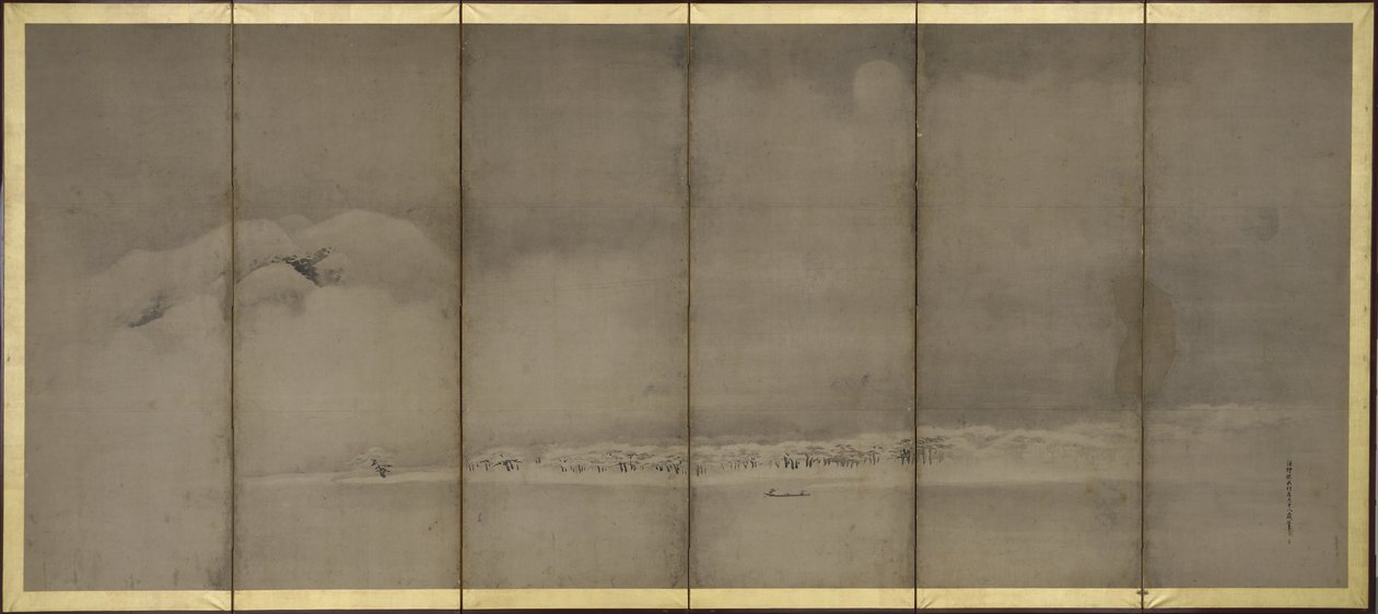 Mount Fuji és Matsubara Point, képernyők alkotó: Kano Tanyu