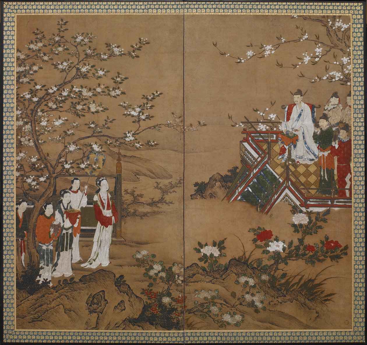 A kínai császár Ming Huang és Yang Kuei-fei, Edo korszak, 17. század eleje. alkotó: Kano school