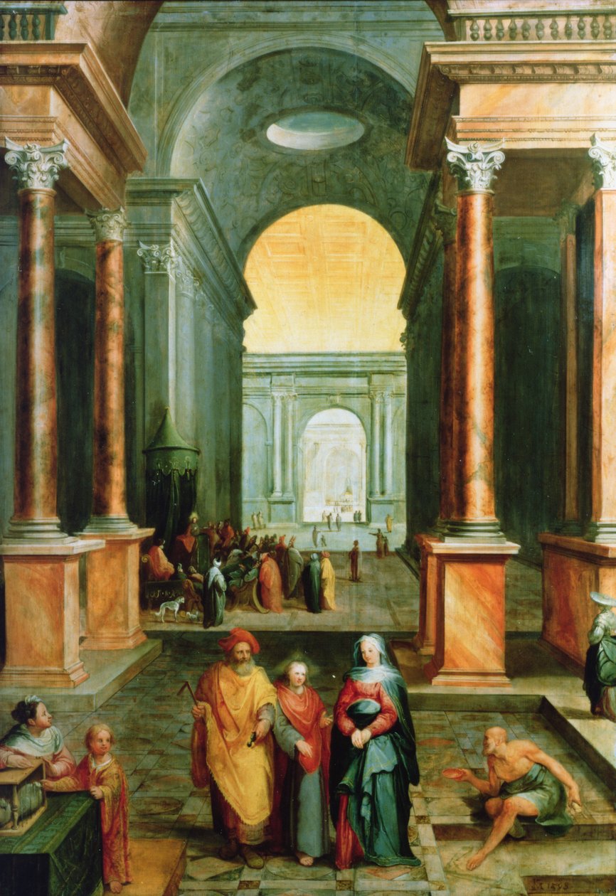Krisztus a templomban, 1598 (panel) alkotó: Karel van Mander III