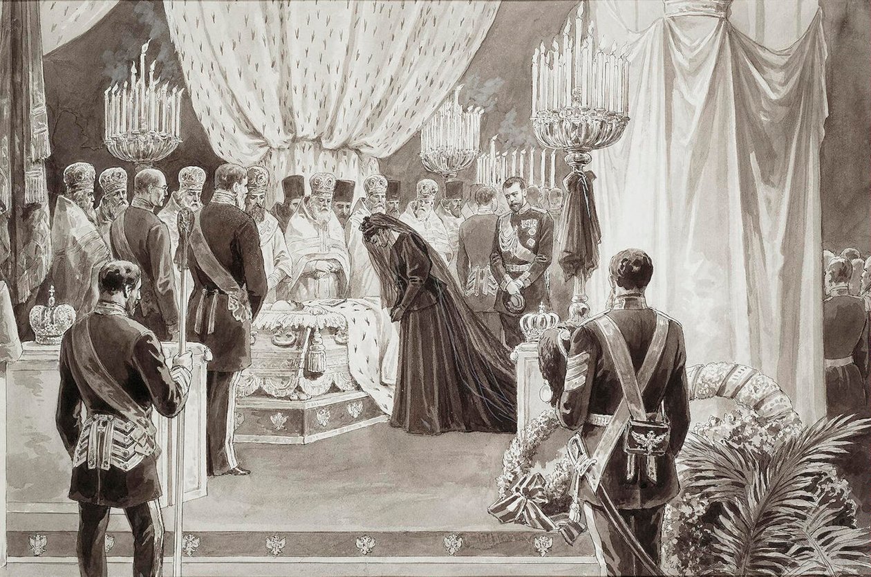 III. Sándor császár temetése a szentpétervári Szent Péter és Pál-székesegyházban, 1894. alkotó: Karel Brozh